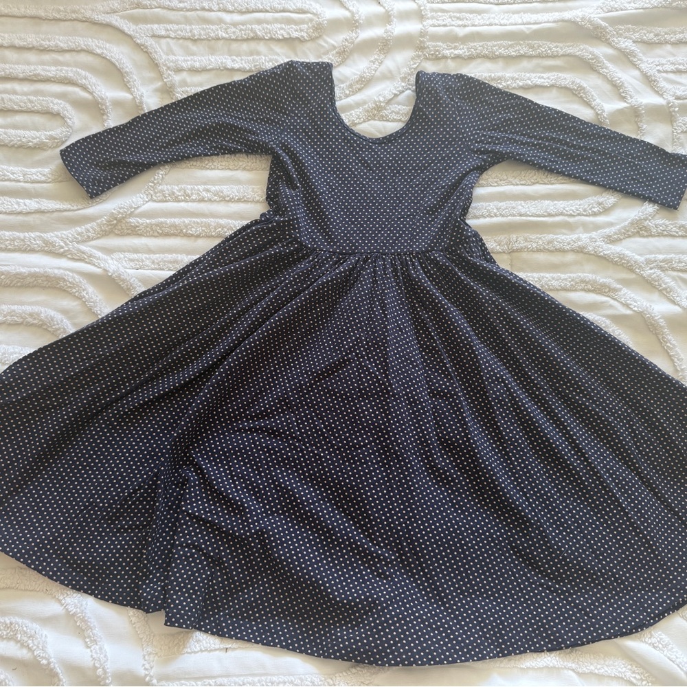 Navy Polka Dot Fit & Flare Dress